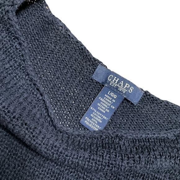 Chaps Women's Knit Sweater Red White Blue Stripe 3/4 Sleeve Size Large EUC - Picture 4 of 6